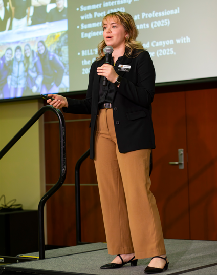 Current Wichita State student speaking during the welcome